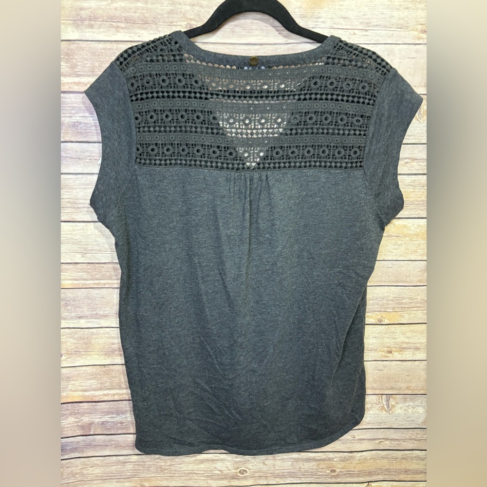 PrAna Lace Trim Yvonna Relaxed Fit Grey Top Size XL - Picture 5 of 5